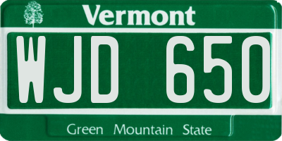 VT license plate WJD650