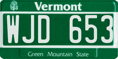 VT license plate WJD653