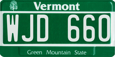 VT license plate WJD660