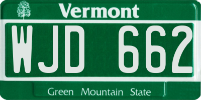 VT license plate WJD662