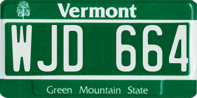 VT license plate WJD664