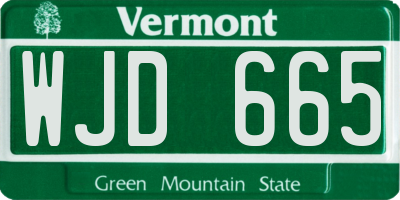 VT license plate WJD665