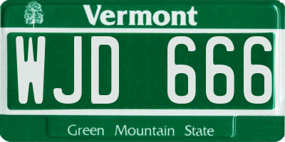 VT license plate WJD666