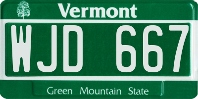 VT license plate WJD667