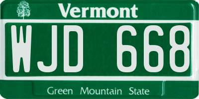 VT license plate WJD668