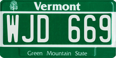 VT license plate WJD669