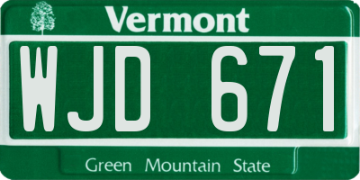 VT license plate WJD671