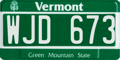 VT license plate WJD673