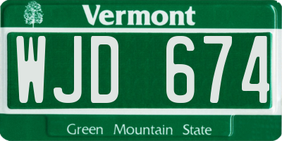 VT license plate WJD674
