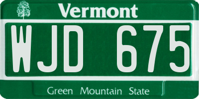 VT license plate WJD675