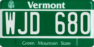 VT license plate WJD680
