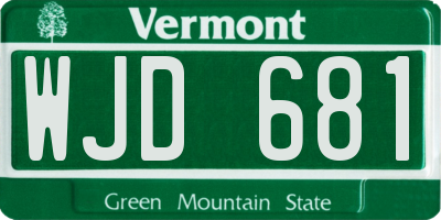 VT license plate WJD681