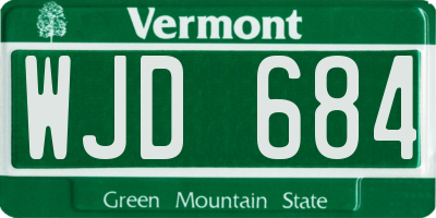 VT license plate WJD684