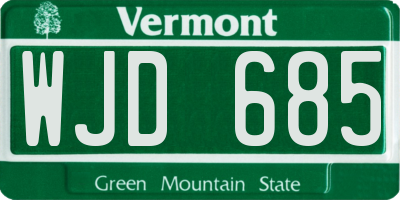 VT license plate WJD685