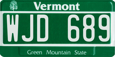 VT license plate WJD689