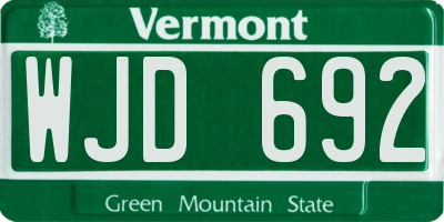 VT license plate WJD692