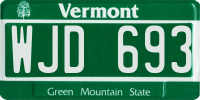 VT license plate WJD693