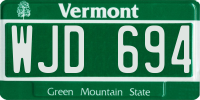 VT license plate WJD694