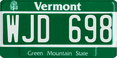 VT license plate WJD698