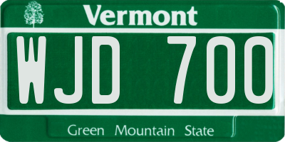 VT license plate WJD700