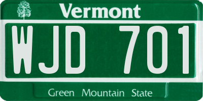 VT license plate WJD701