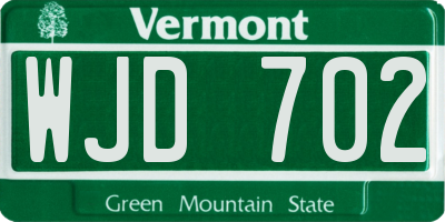 VT license plate WJD702