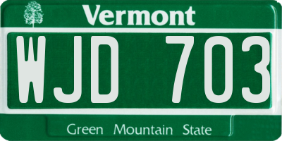 VT license plate WJD703