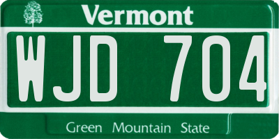 VT license plate WJD704