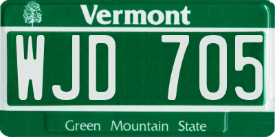 VT license plate WJD705