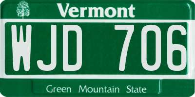 VT license plate WJD706