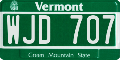 VT license plate WJD707
