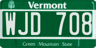 VT license plate WJD708