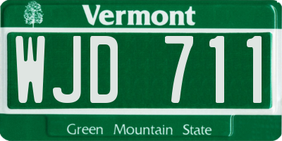 VT license plate WJD711