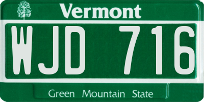 VT license plate WJD716