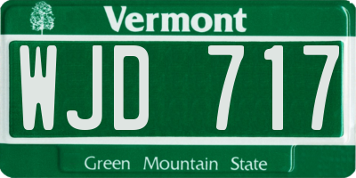 VT license plate WJD717