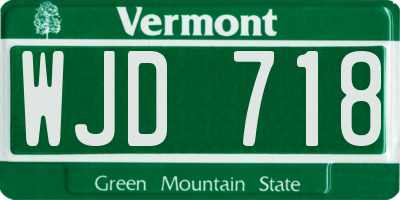 VT license plate WJD718