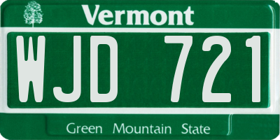 VT license plate WJD721