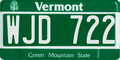 VT license plate WJD722