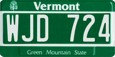 VT license plate WJD724