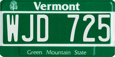 VT license plate WJD725