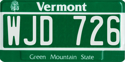 VT license plate WJD726