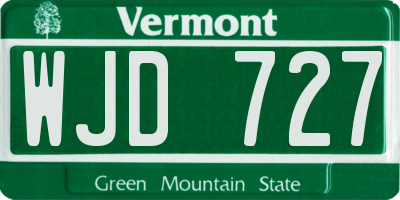 VT license plate WJD727
