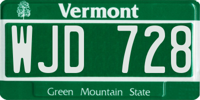 VT license plate WJD728