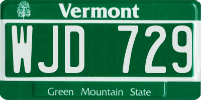 VT license plate WJD729