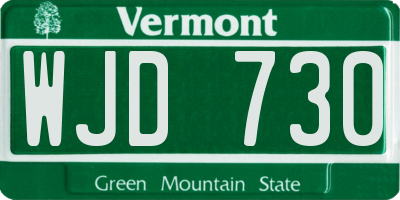 VT license plate WJD730