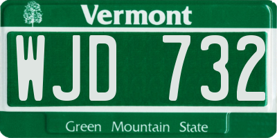 VT license plate WJD732