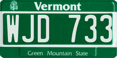 VT license plate WJD733