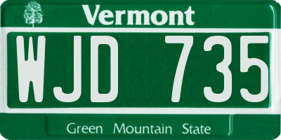 VT license plate WJD735