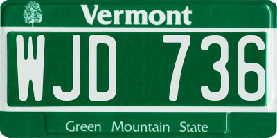 VT license plate WJD736