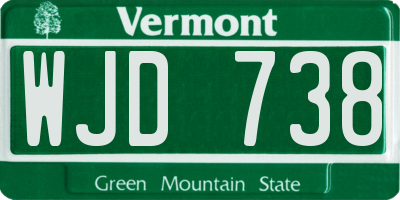 VT license plate WJD738